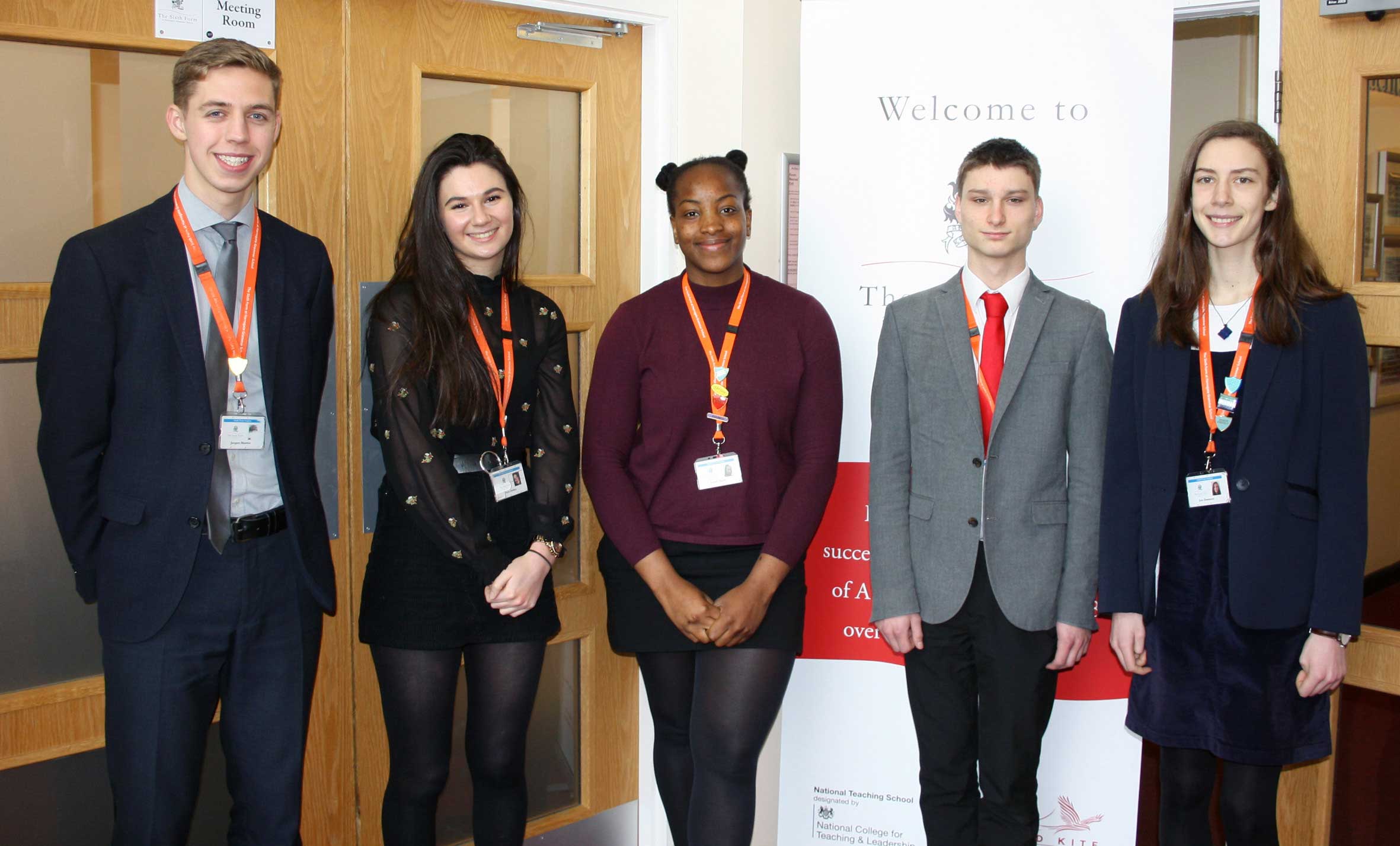 Harrogate Grammar School year 13 students: Jacques Maurice, Freya Holden, Achele Agada, Alex Moss and Jess Dunmore