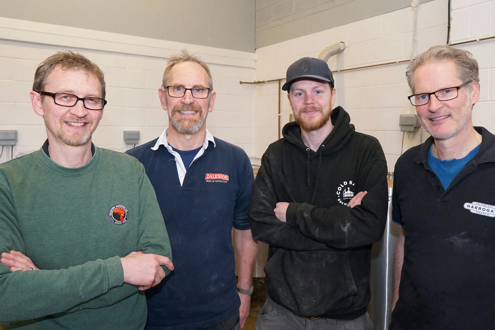 Stewart Goddard, Brewing Team Leader at Rooster's, Craig Witty, brewer at Daleside, Matt Fortune, Cold Bath Brewery and Anton Stark from Harrogate Brewing Co.