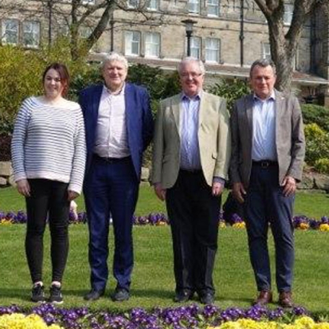 Welcome To Harrogate! Pictured from left are Welcome to Yorkshire marketing campaigns manager, Danielle Ramsey, Harrogate BID vice-chairman Simon Kent, Harrogate BID chairman John Fox, and Welcome to Yorkshire area director for North Yorkshire, David Shields