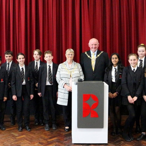 Rossett School students meet the new Mayor of Harrogate, Coun Stuart Martin