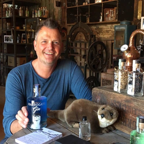 Co-founder Steven Green at the new distillery shop on Main Street, Ripley, North Yorkshire