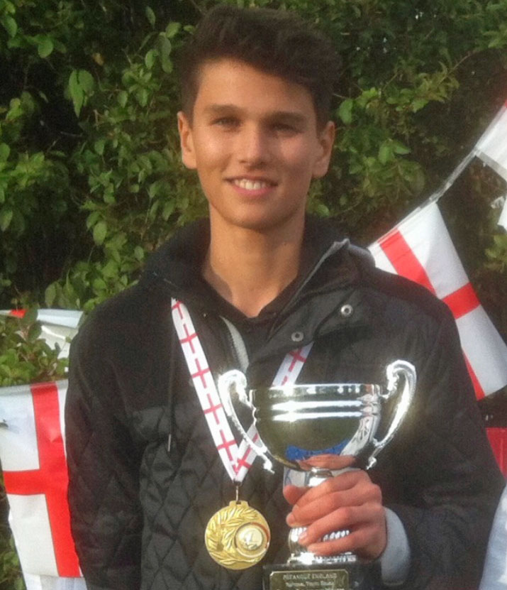 Teenager David Blyton, who has been playing pétanque – which is similar to boules - since he was old enough to throw a ball, was picked for the England Youth Squad during trials held in France