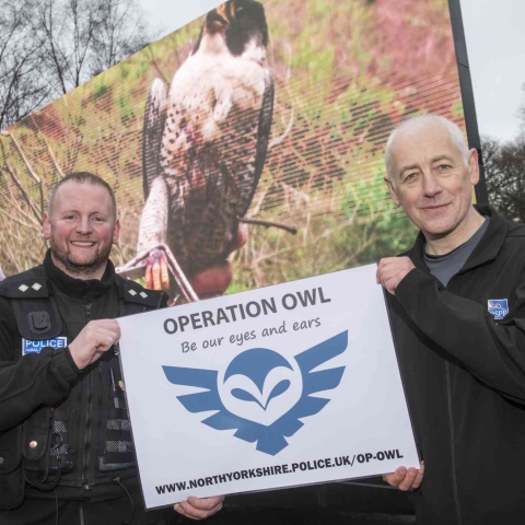 Inspector Kevin Kelly with Guy Shorrock of the RSPB at the launch of Operation Owl in 2018