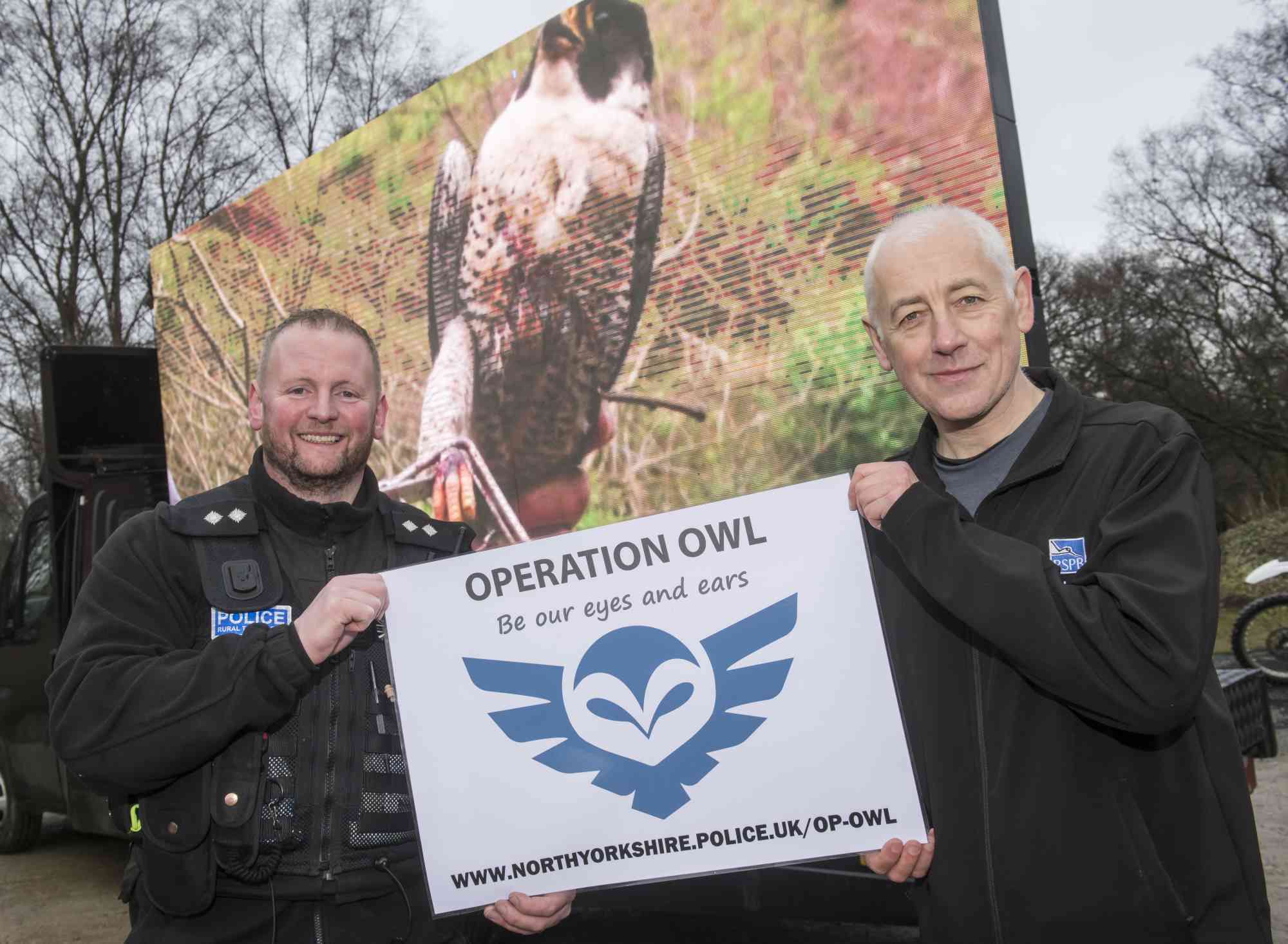 Inspector Kevin Kelly with Guy Shorrock of the RSPB at the launch of Operation Owl in 2018
