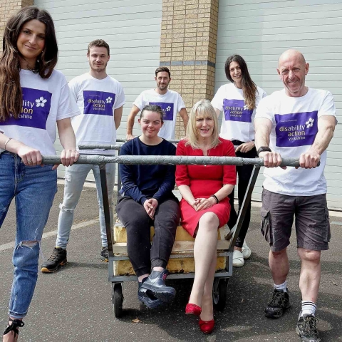 Great Bedfellows! Pictured with Disability Action Yorkshire trainee Issy Cavendish and Disability Action Yorkshire chief executive Jackie Snape are Ortial Technologies employees Alice Salter, Tez Exley, Aaron Beresford, John-Paul Williams and Sophie Phillips