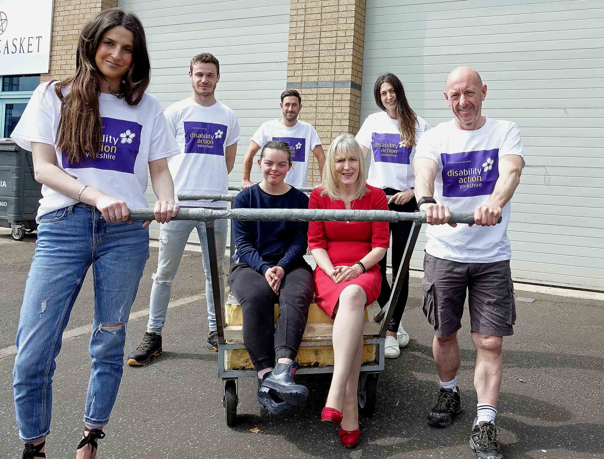 Great Bedfellows! Pictured with Disability Action Yorkshire trainee Issy Cavendish and Disability Action Yorkshire chief executive Jackie Snape are Ortial Technologies employees Alice Salter, Tez Exley, Aaron Beresford, John-Paul Williams and Sophie Phillips