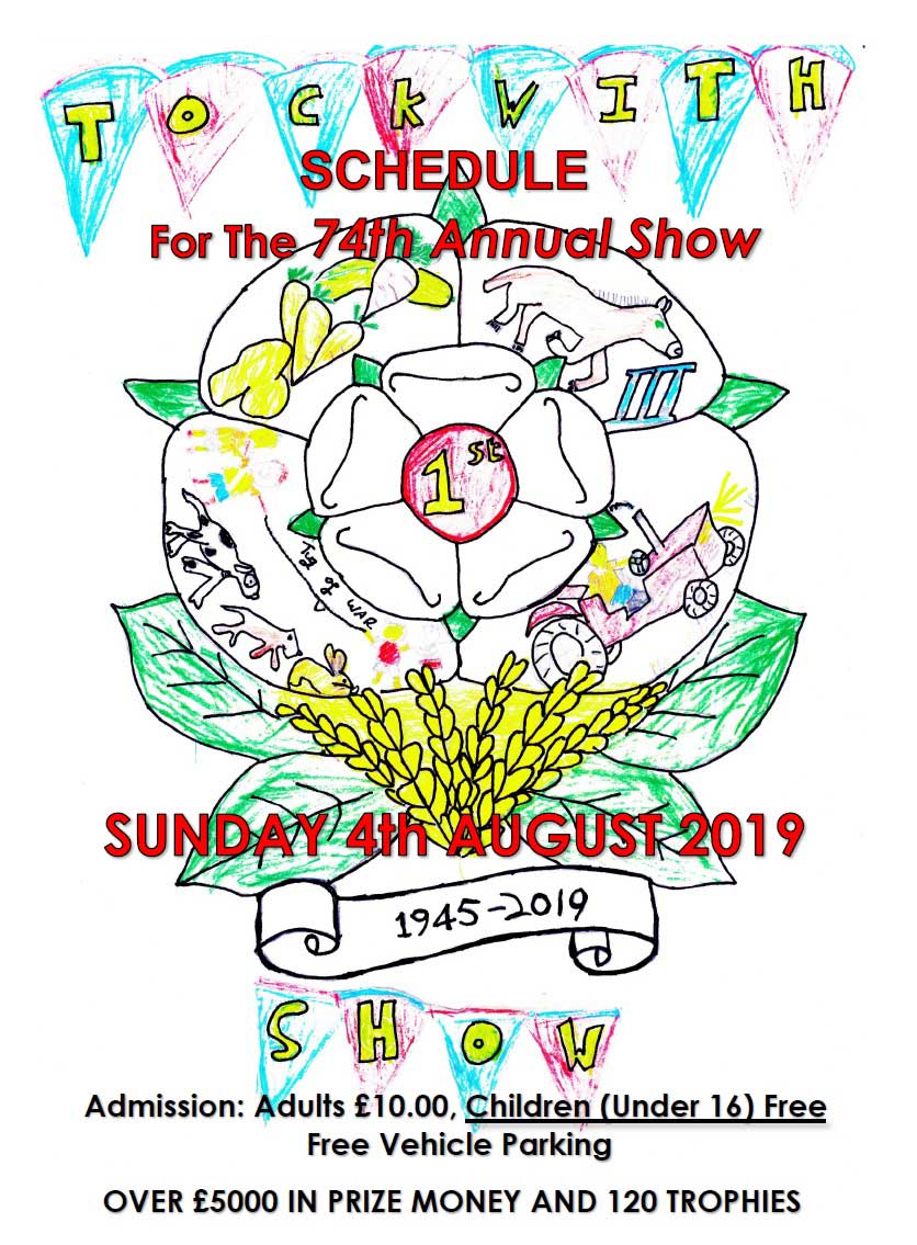 The front cover of this year’s Tockwith Show schedule designed by Thaddaeus Clay, a winner in last year’s children’s section