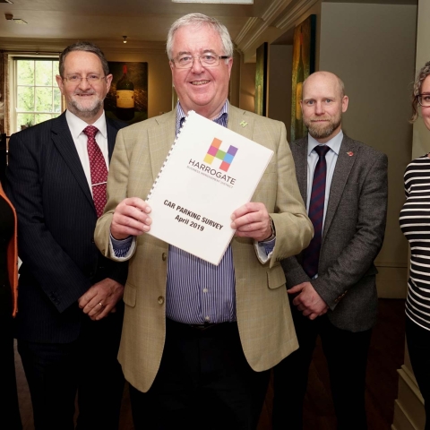 Christine Armstrong, Harrogate BID; David Bowe, North Yorkshire County Council’s director of Business and Environmental Services; John Fox, Harrogate BID chairman; David Kirkpatrick, North Yorkshire County Council’s senior engineer in charge of traffic management; and Lis Robinson, Harrogate BID