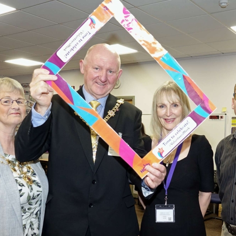Charity Supporters! Pictured from left are Harrogate Mayoress, April Martin; The Mayor of Harrogate, Coun Stuart Martin;  Disability Action Yorkshire chief executive, Jackie Snape; and David Skeet,  CNG’s community liaison co-ordinator