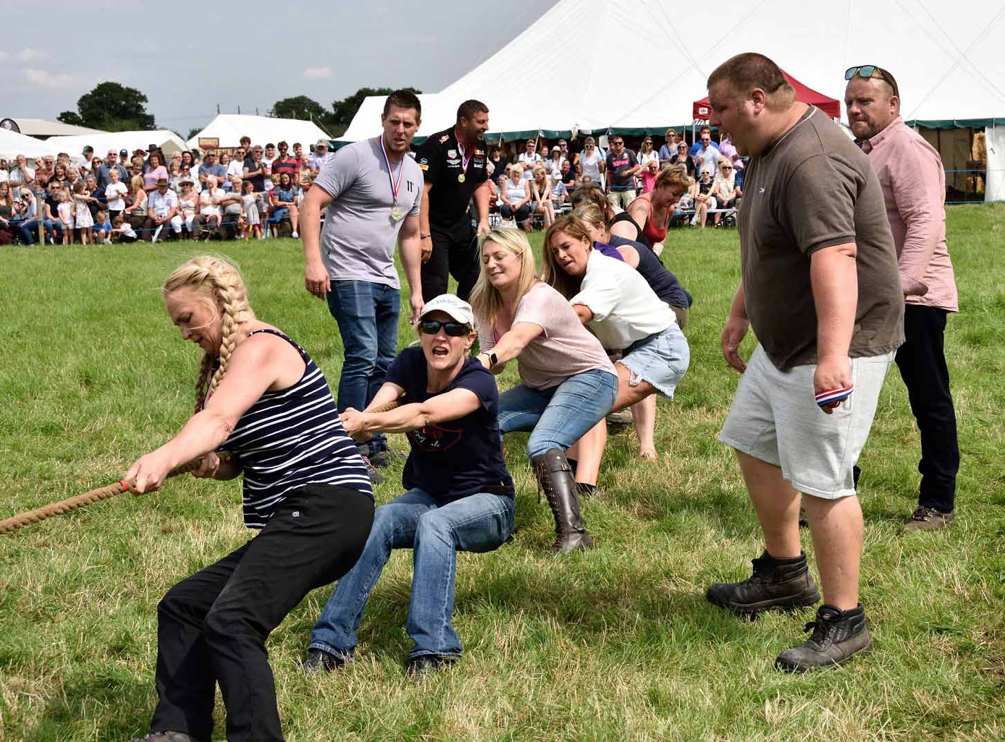 The Boot & Shoe ladies’ team in action in the popular tug-o-war competition at Tockwith Show