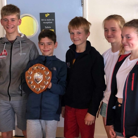 winning team (from left to right: Oliver and Matthew Rayner, Ryeland School, William Bailey, Esme Barraclough and Tilda Brayshay, Harrogate Grammar School)