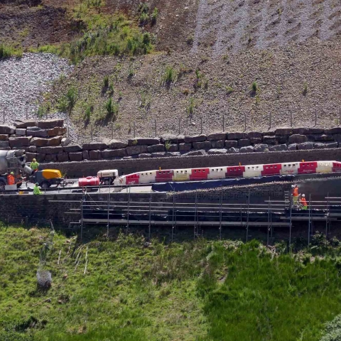 work under way last year to repair the A59 at Kex Gill after movement in the carriageway