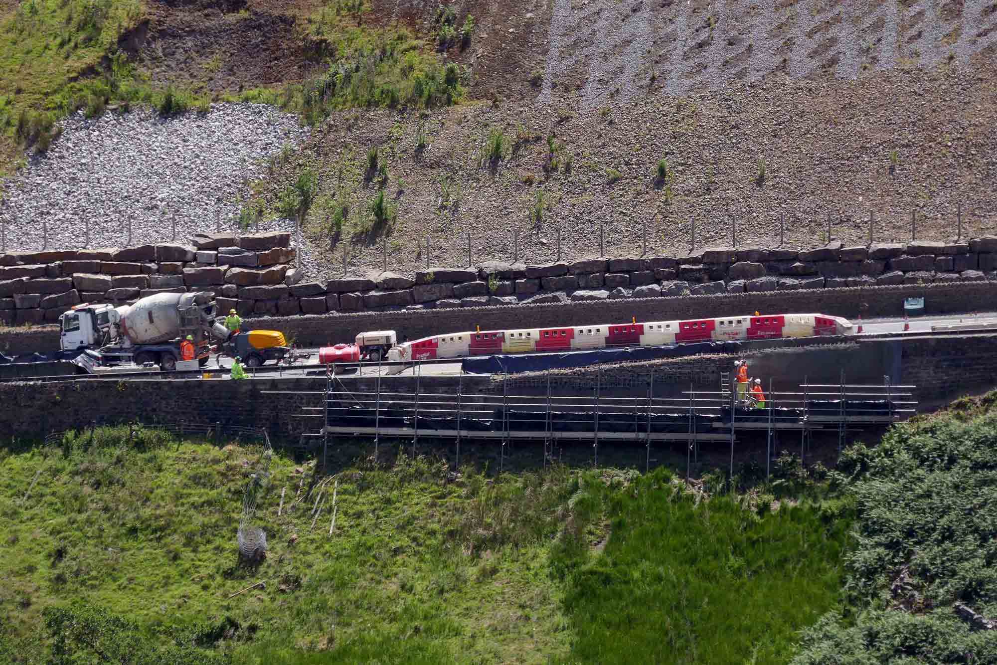 work under way last year to repair the A59 at Kex Gill after movement in the carriageway