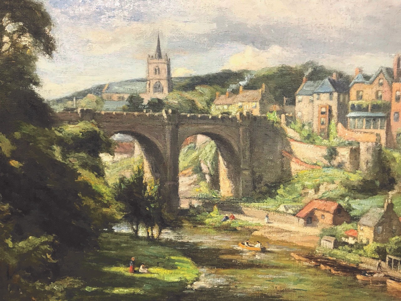 William Greaves (1852-1938), Knaresborough, oil on canvas, £5,500. NB He was born in Leeds, studied at Sheffield College of Art & mostly painted oils of the Yorkshire area.