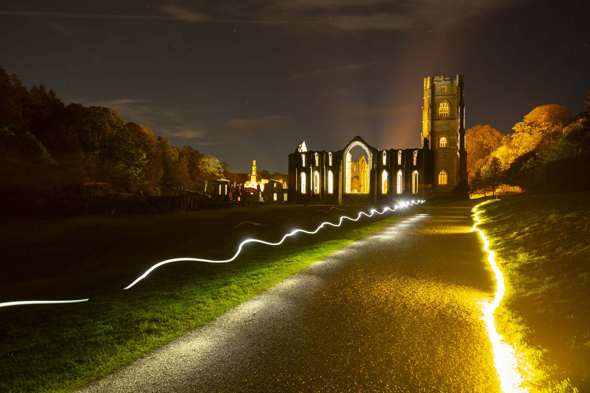 Fountains Abbey by floodlight