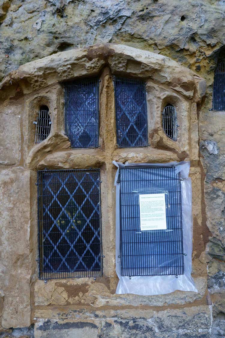 Temporary fix of the stained glass window - our lady of the crag Knaresborough