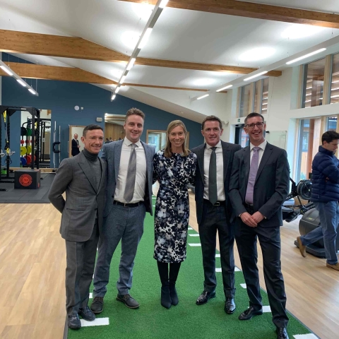 Nick Silcock of Townscape Architects (second from left) is pictured at the official opening of Peter O’Sullevan House with, from the left: Frankie Dettori, Lisa Hancock, chief executive of the Injured Jockeys Fund, IJF president Sir Anthony McCoy and IJF trustee George Baker