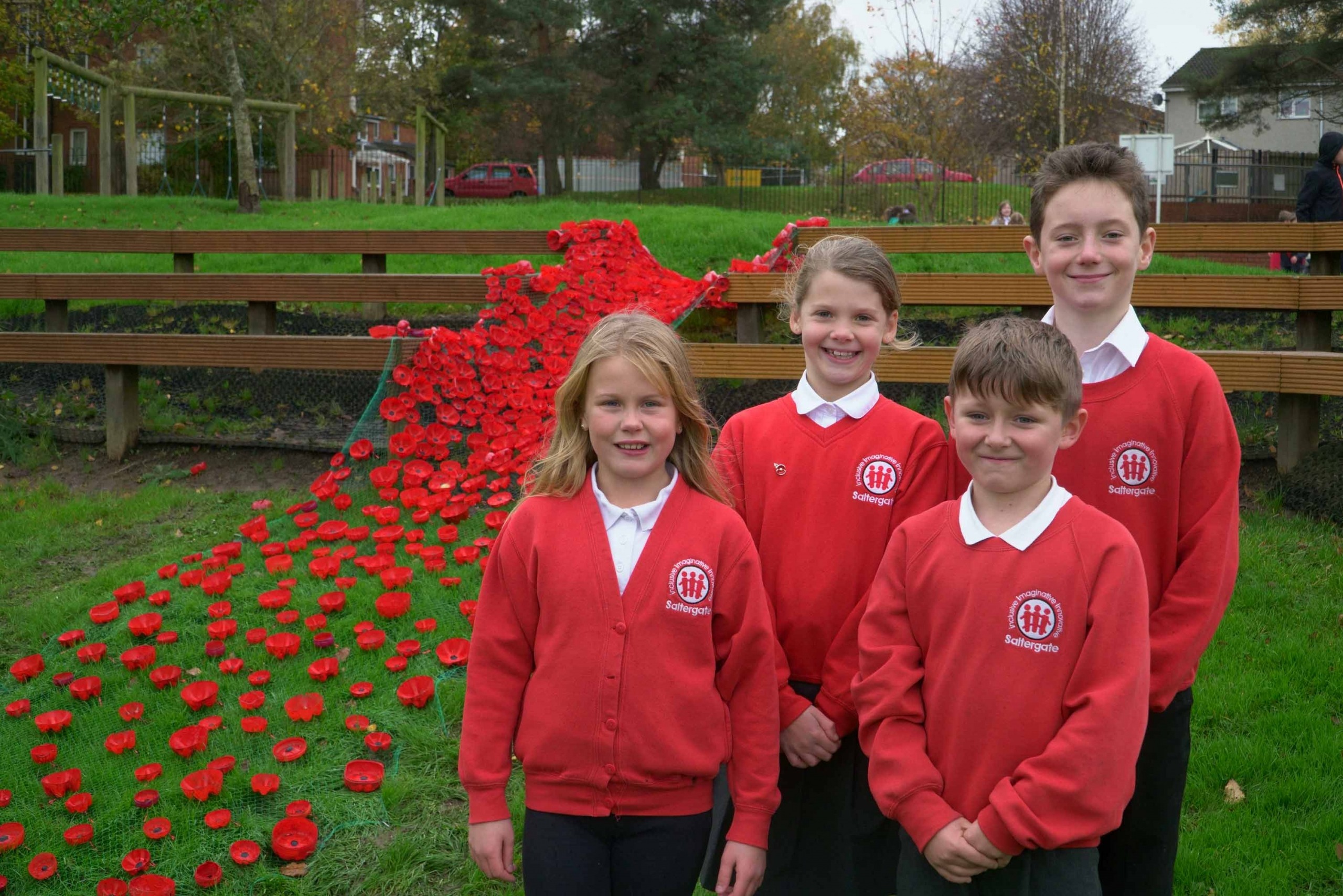 Saltergate Junior Schools cascade of poppies