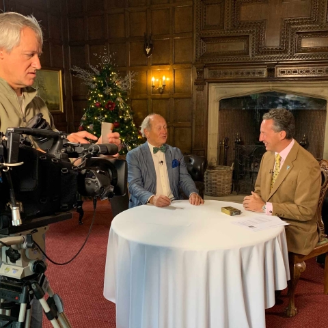 Mark Oglesby and Charlie Ross on location at Goldsborough Hall and Princess Mary Gift Fund box