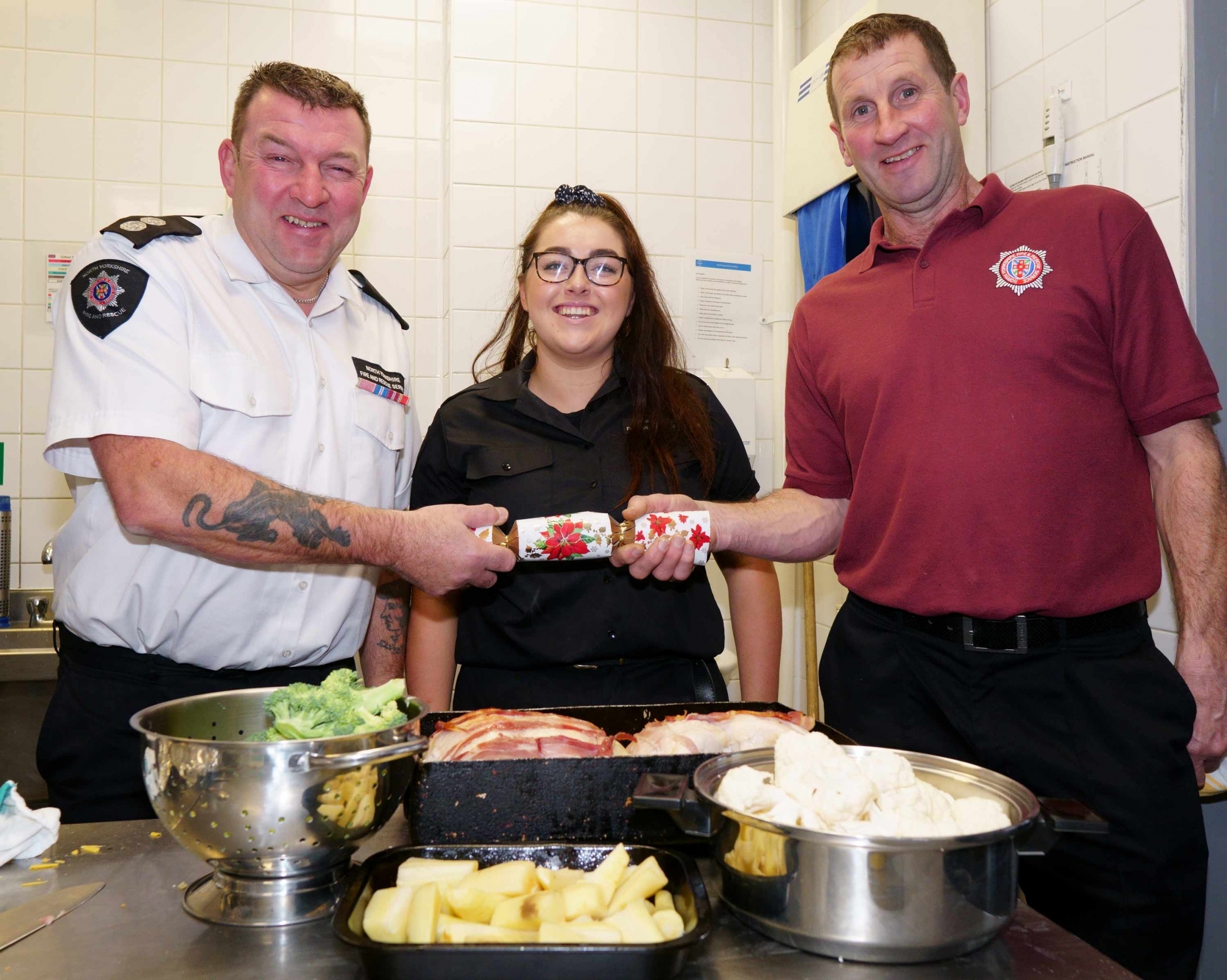 Watch Manager, Bruce Reid, Community Safety Officer, Fran Tattersal with Fire Fighter, Alan Brown
