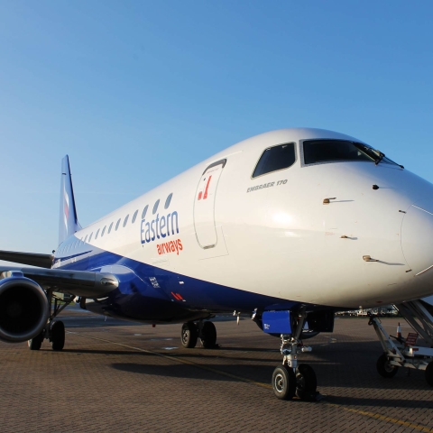 The Embraer 170-100 LR jet has a range of over 1,800 miles and is powered by two General Electric CF34-8E 5A1 jet engines