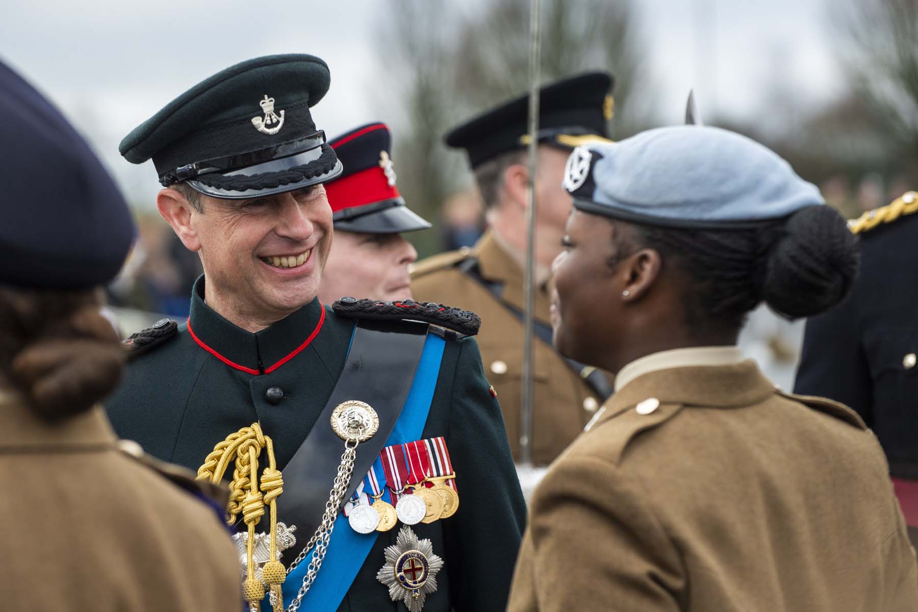 HRH Prince Edward, The Earl of Wessex, inspects the Junior Soldiers accompanied by Lt. Col. Rich Hall, Commanding Officer of the College