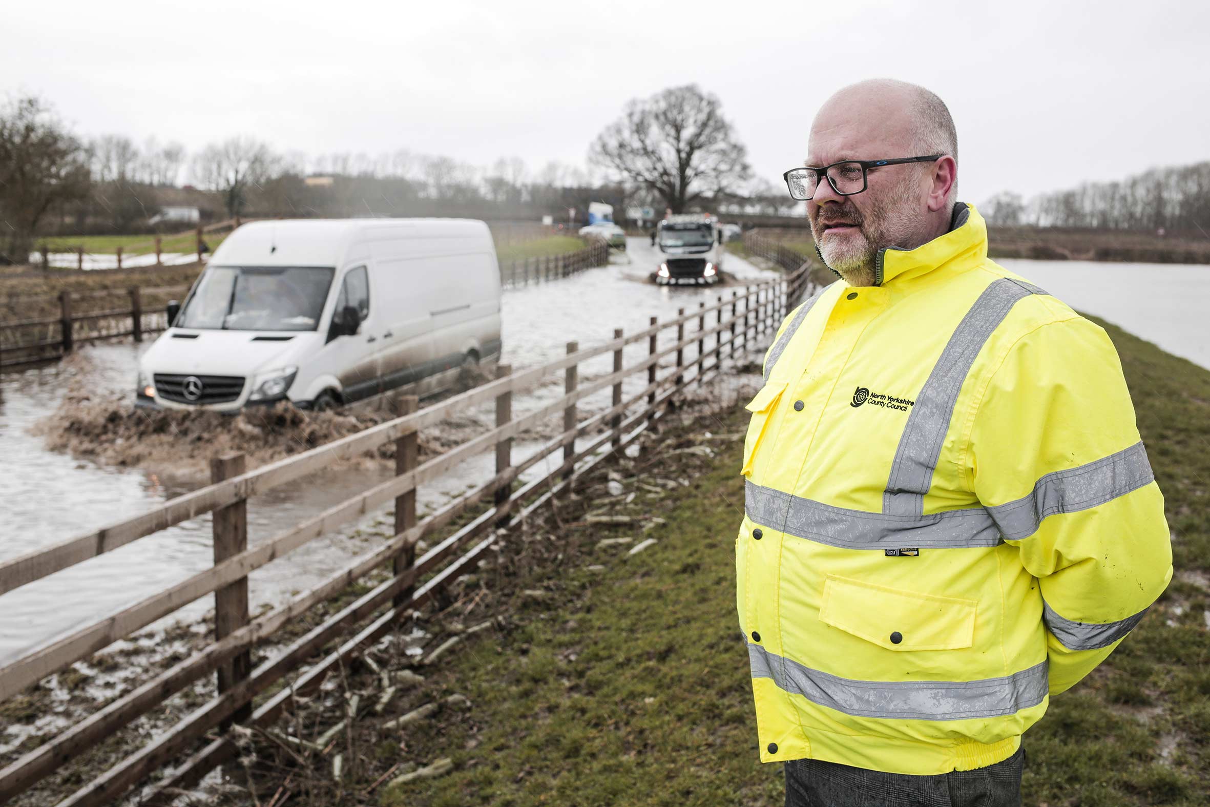 North Yorkshire County Council’s traffic management and development engineer, Graham Hind, at Dalton Bridge near Thirsk today (February 10th).