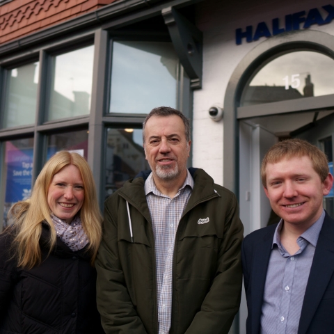 Charlotte Gale and Bill Taylor Knaresborough Chamber of Trade and Commerce with Councillor Ed Darling