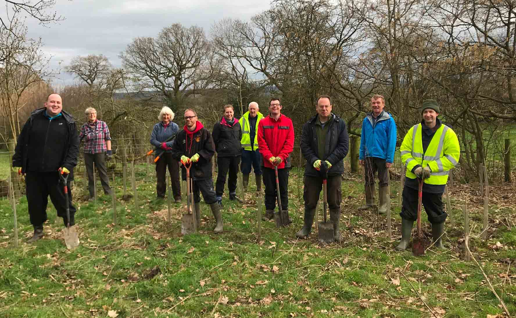 Tim Jackson (second from right) with Open Country’s Conservation Group rewilding the landscape at the Almscliffe Tennis & Bowling Club
