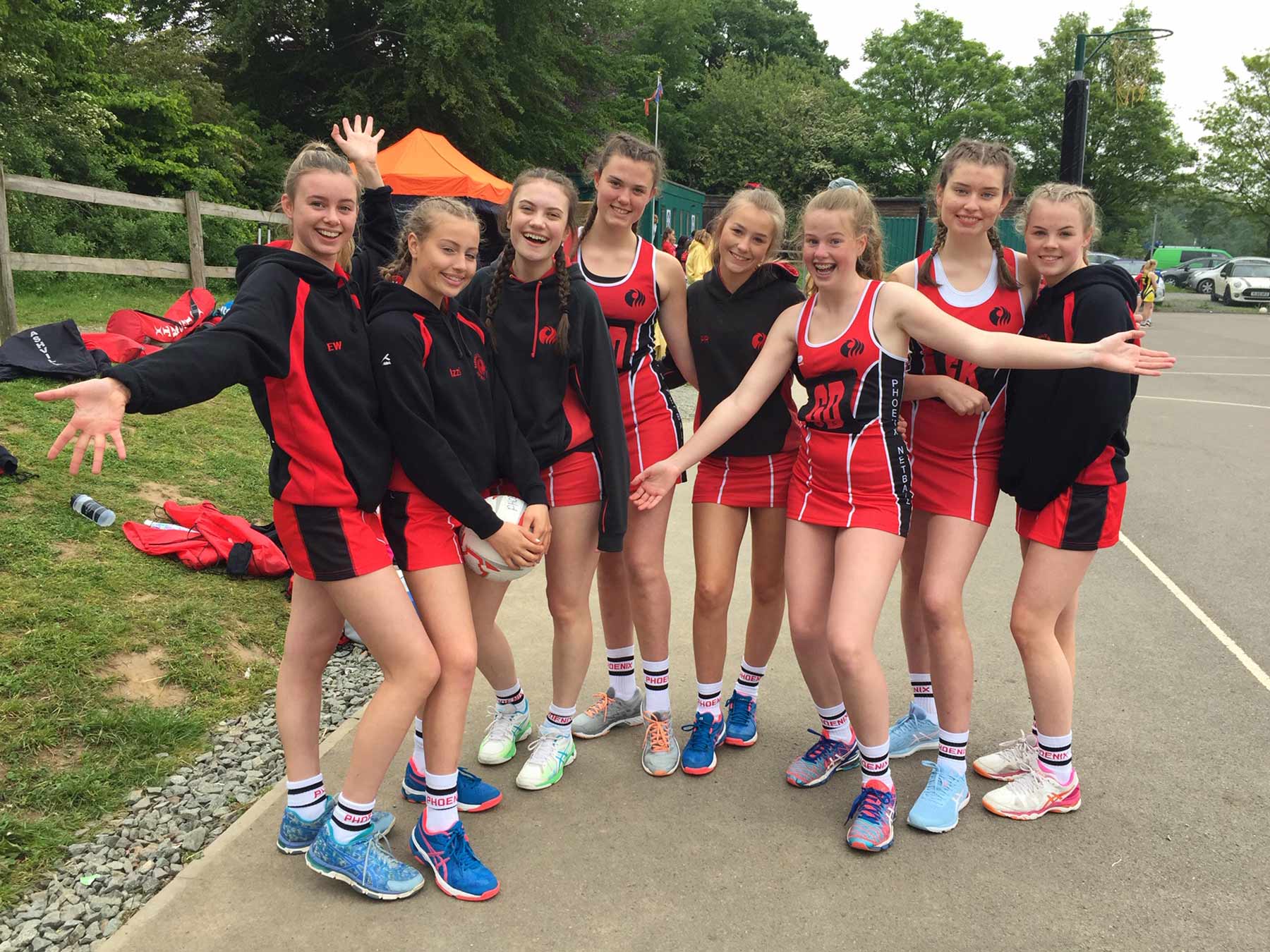 Some of the players from Phoenix Junior Netball Club before coronavirus restrictions were imposed