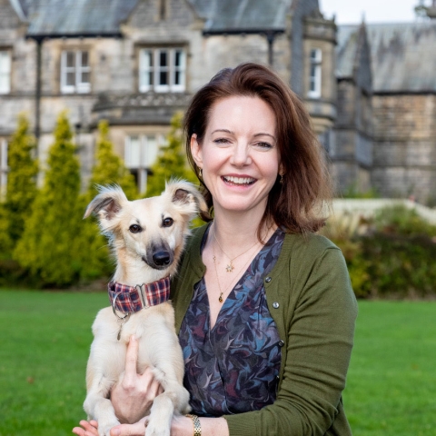 Mrs Sophia Ashworth Jones and school dog ZOLA