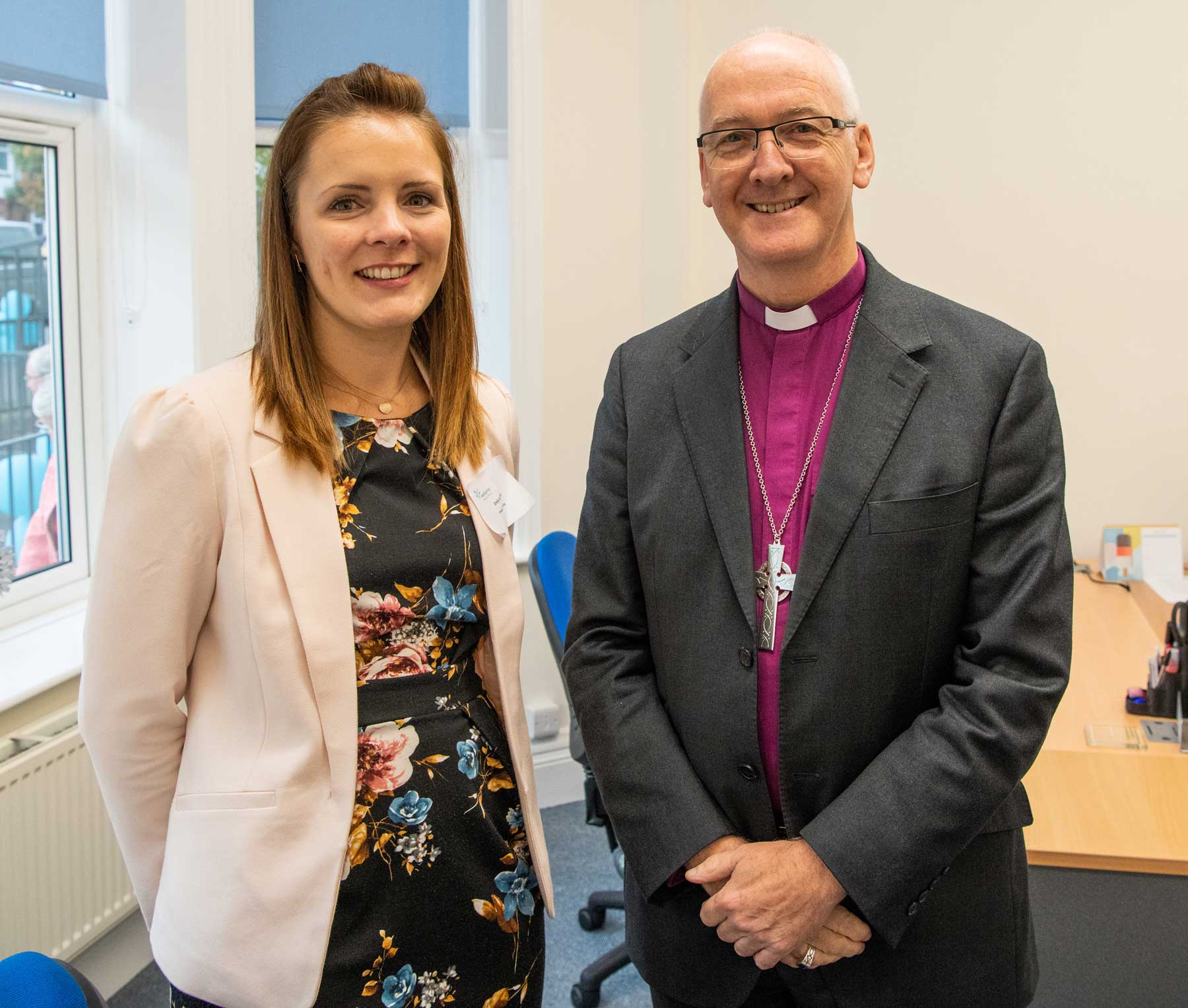 Emily Fullarton with the Bishop of Leeds, the Rt Rev Nick Baines