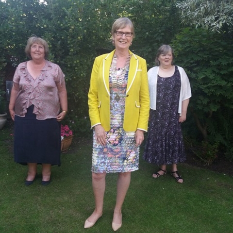 President Sandra Frier with chain in foreground with Sylvia Purse (L) & Sue Williams (R)