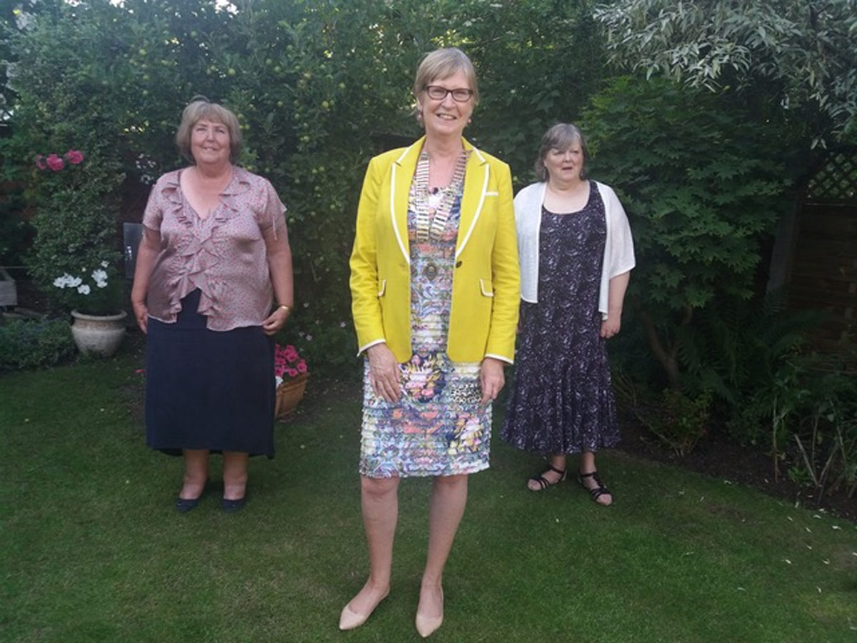 President Sandra Frier with chain in foreground with Sylvia Purse (L) & Sue Williams (R)