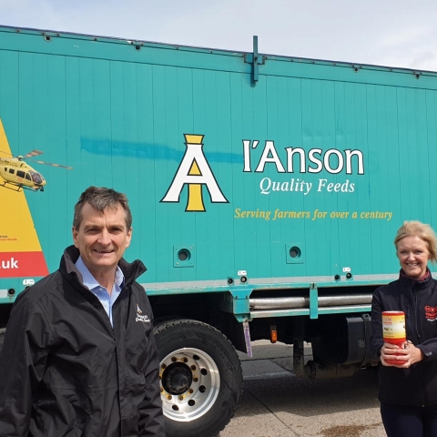 Chris I’Anson Managing Director of I’Anson Bros Ltd and Helen Callear, Director of Fundraising (North and East) for the Yorkshire Air Ambulance