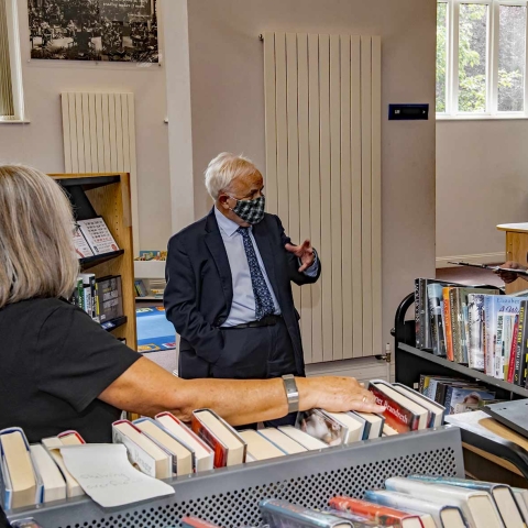 Cllr Jim Clark with library supervisor Hollie Simpson and volunteer Lesley Hidden
