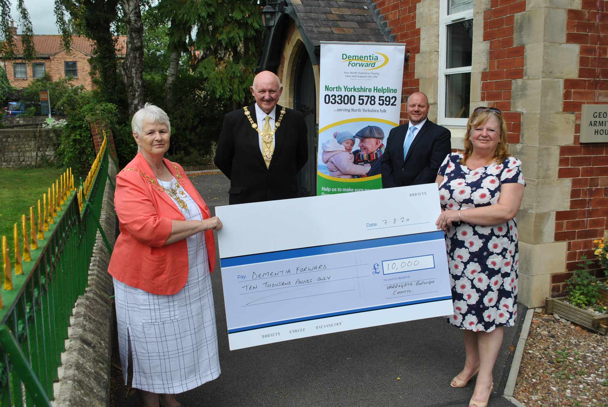 Harrogate Borough Mayor and Mayoress Councillor Stuart Martin MBE and April Martin with bereavement services manager Stephen Hemsworth and Jillian Quinn from Dementia Forward