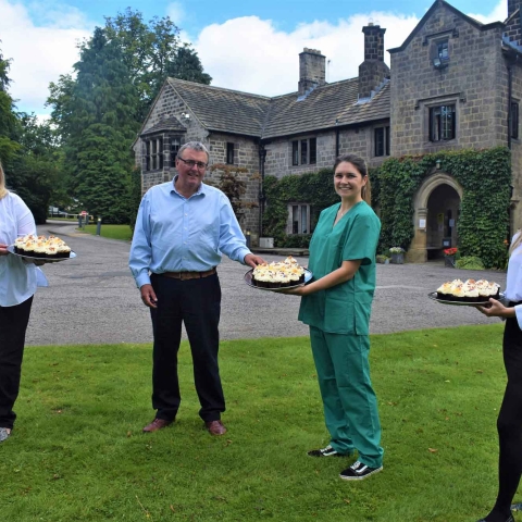 (L to R): Vicky Finch (Advent Catering), Tony Collins (Chief Executive of Saint Michael’s Hospice), Lorna Simpson (Saint Michael’s team member), Alex Finch (Advent Catering)