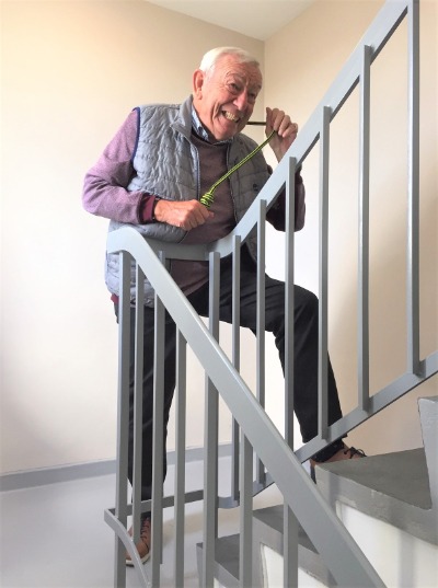 Tony Doveston climbs the stairs at Park Place