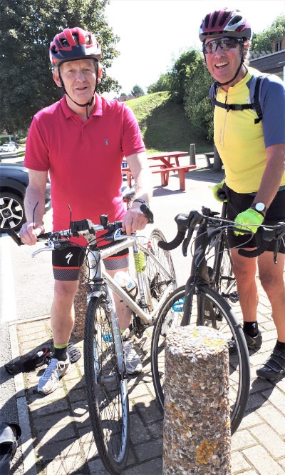 David Russell and John Benedict cycle some miles