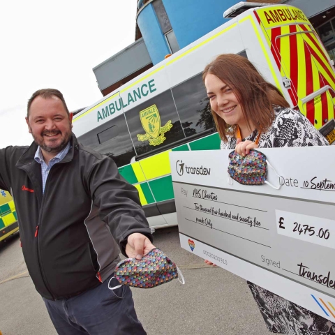 Transdev CEO Alex Hornby and Harrogate District Hospital’s Community and Events Fundraiser Georgia Hudson
