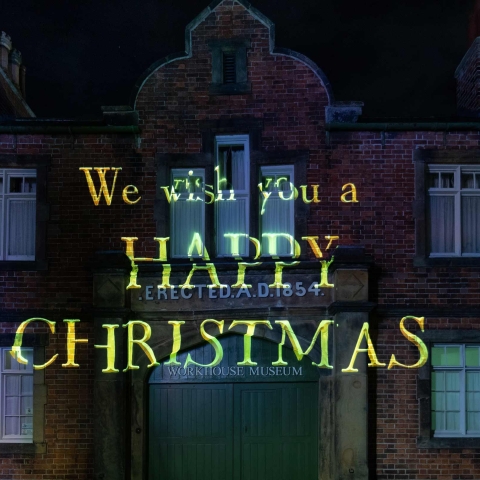 The Christmas light display at the Workhouse Museum
