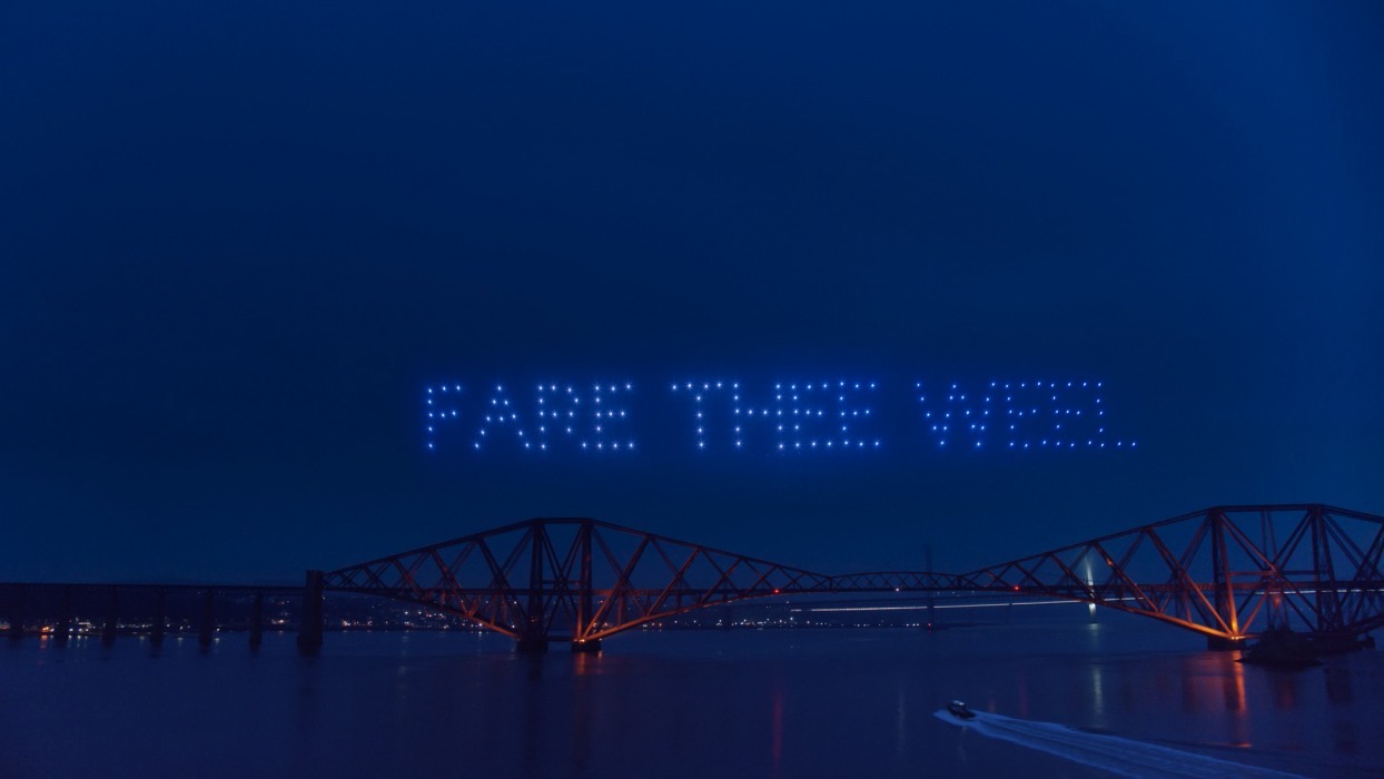 Edinburgh’s virtual Hogmanay premieres tonight with the first instalment of Fare Well, Scotland’s first swarm drone display that took to the skies above the Scottish Highlands and Edinburgh. Written by Scots Makar, Jackie Kay, set to a score by NiteWorks and voiced by David Tennant, Siobhan Redmond and Lorne MacFadyen.