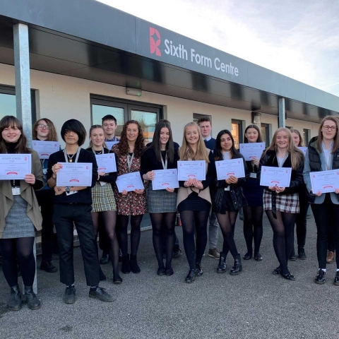 Students with their awards from the Year 11 Presentation Evening