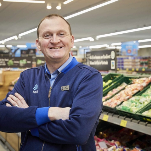Matthew Washbrook store manager at ALDI Knaresborough’s opening