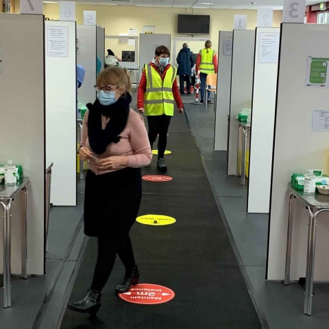 COVID vaccination clinic at Ripon Racecourse