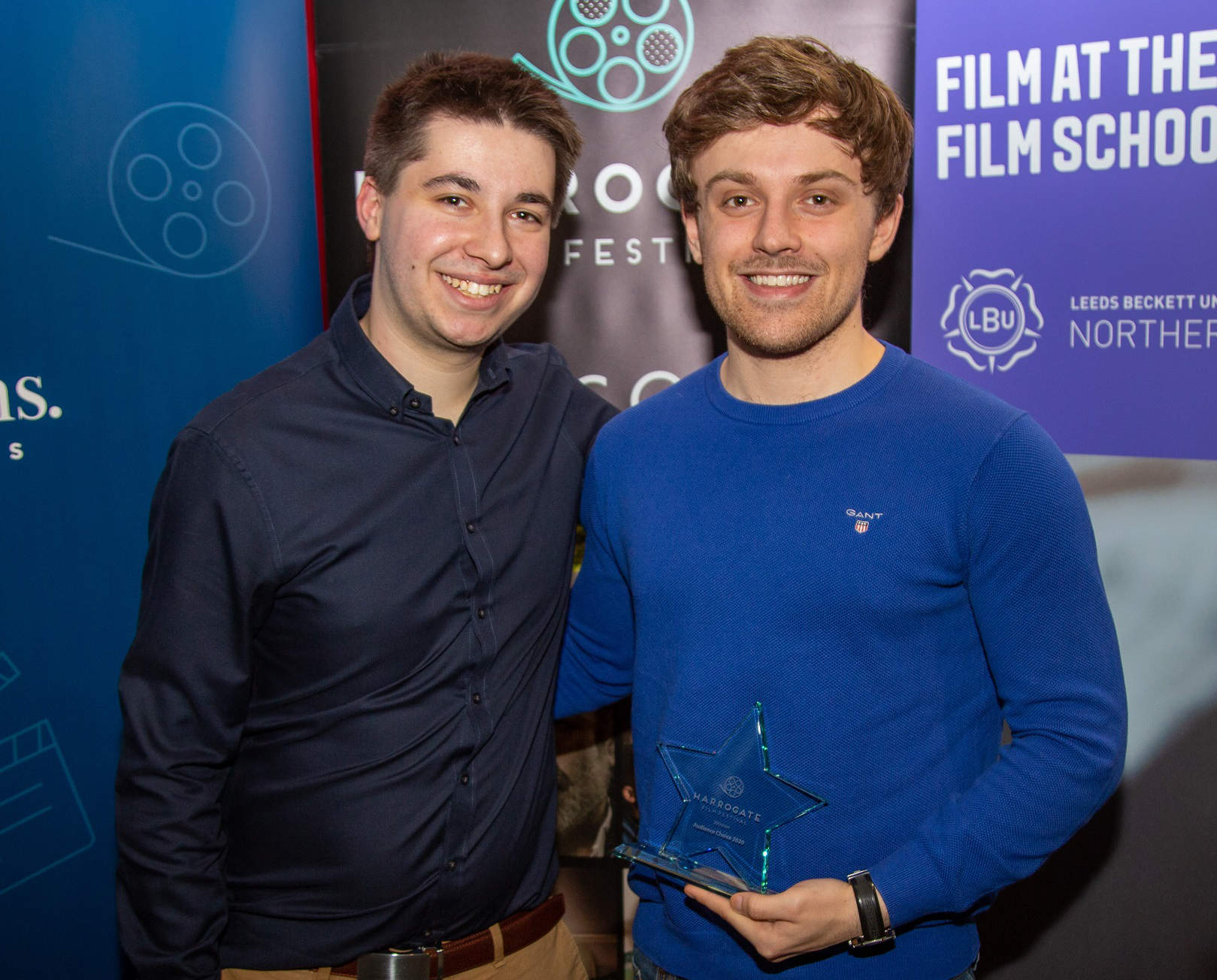 Adam Chandler, Festival Director with Lewis Robinson, winner of thr Audience Choice Award in 2020