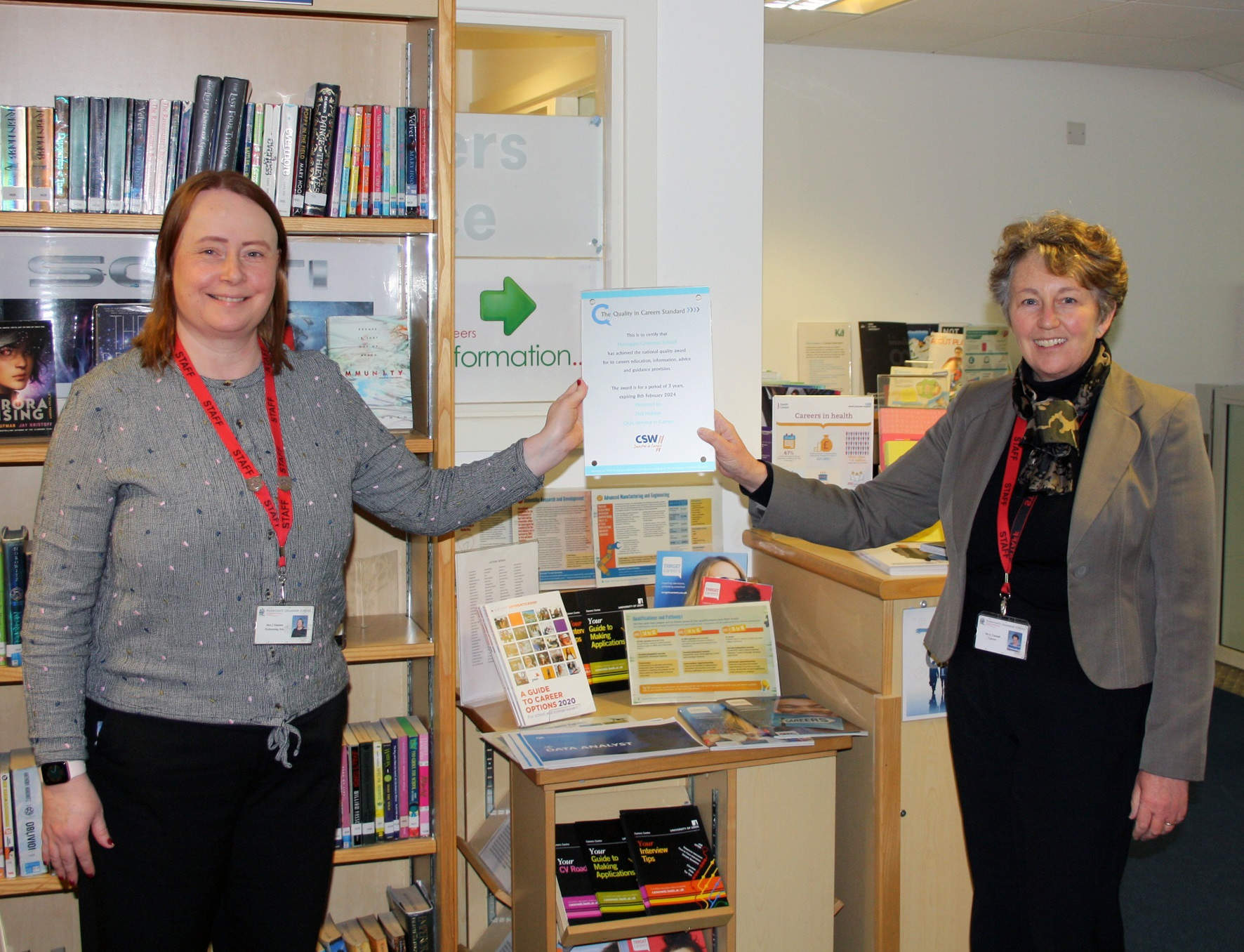 Jane Hinkins, Harrogate Grammar School’s Personal Development Coordinator and Careers Leader, and Ann Tunstall, Harrogate Grammar School’s external Careers Adviser