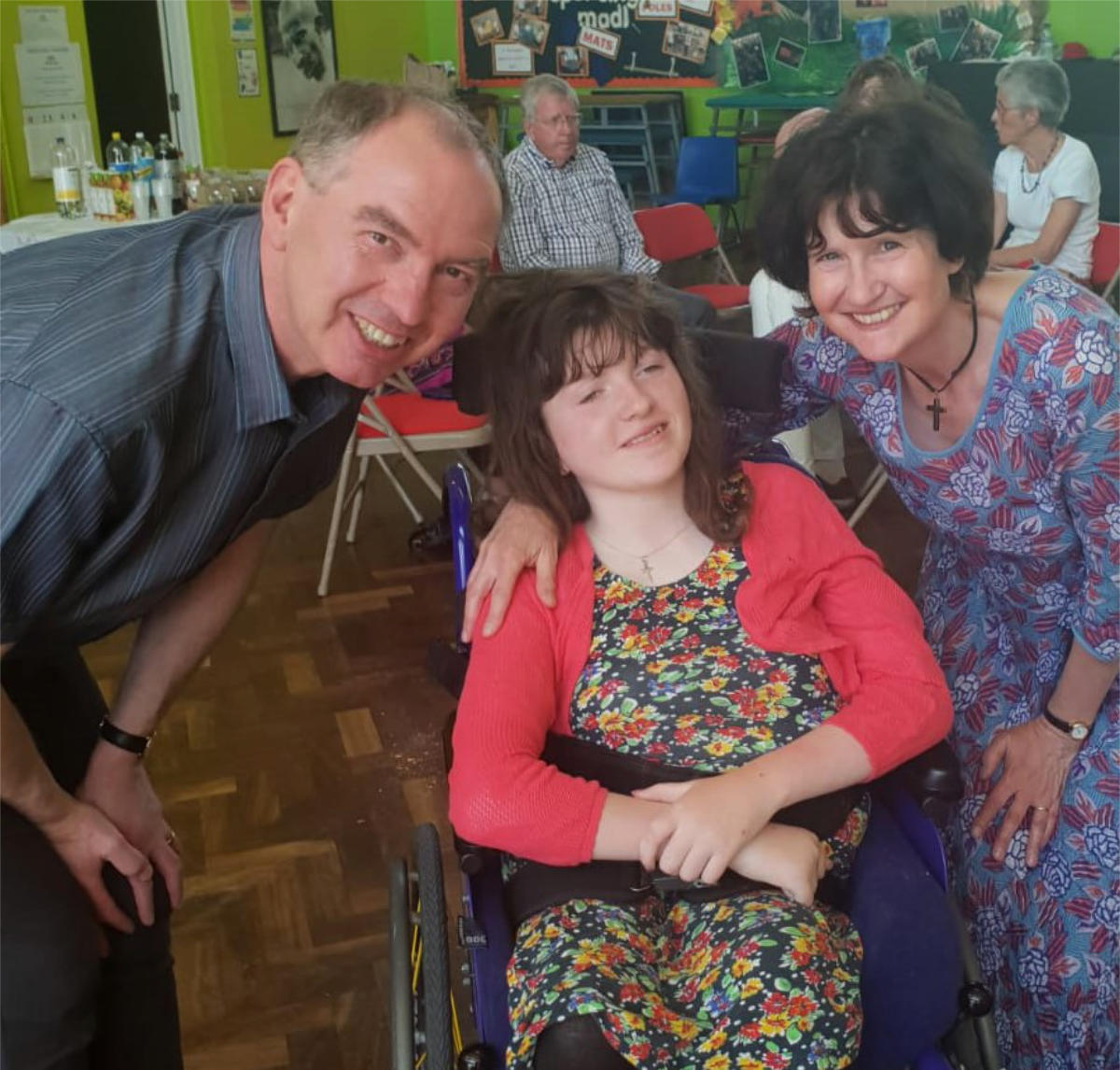 Champion fundraiser Flora Nelson with her parents, David and Sally