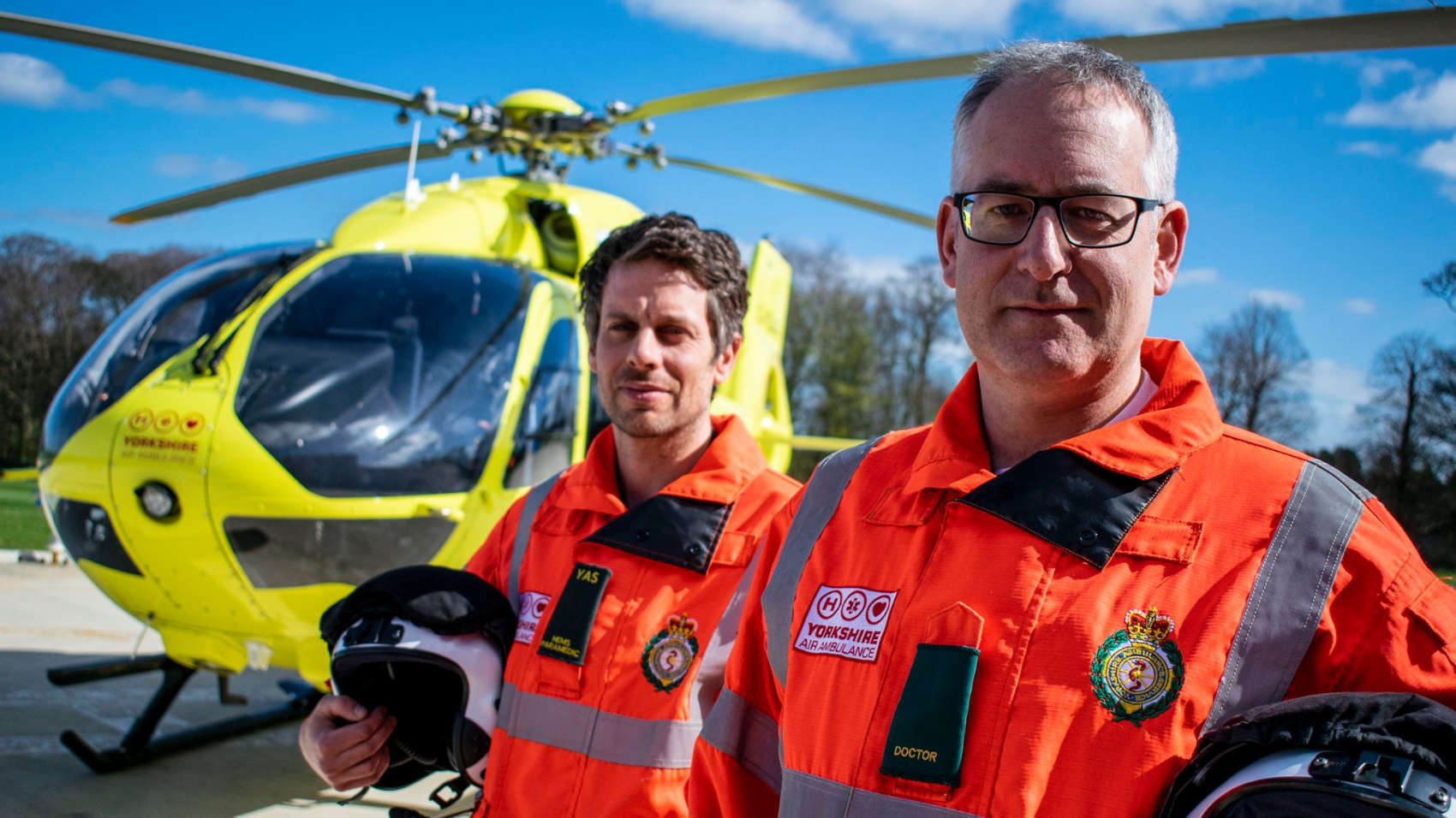 Paramedic + doctor…. – Ready to save lives. Yorkshire Air Ambulance and crew on alert